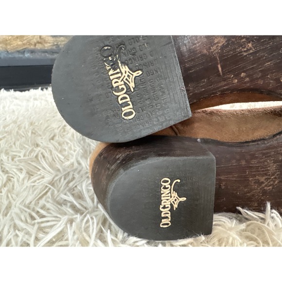 Vintage Old Gringo Suede Leopardito Ocre Womens Tan Western Cowboy Boots Size 7 - Picture 8 of 14